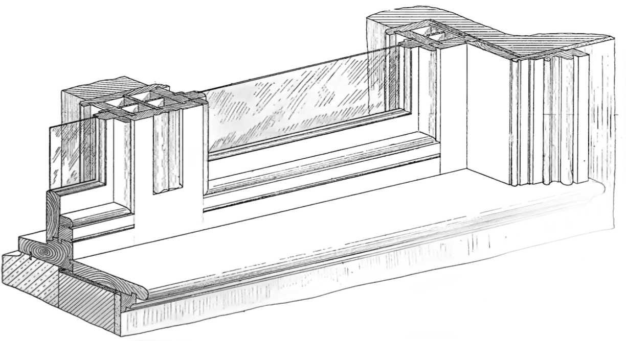 Technical drawing of historic window restoration showing traditional joinery and craftsmanship details in Washington DC